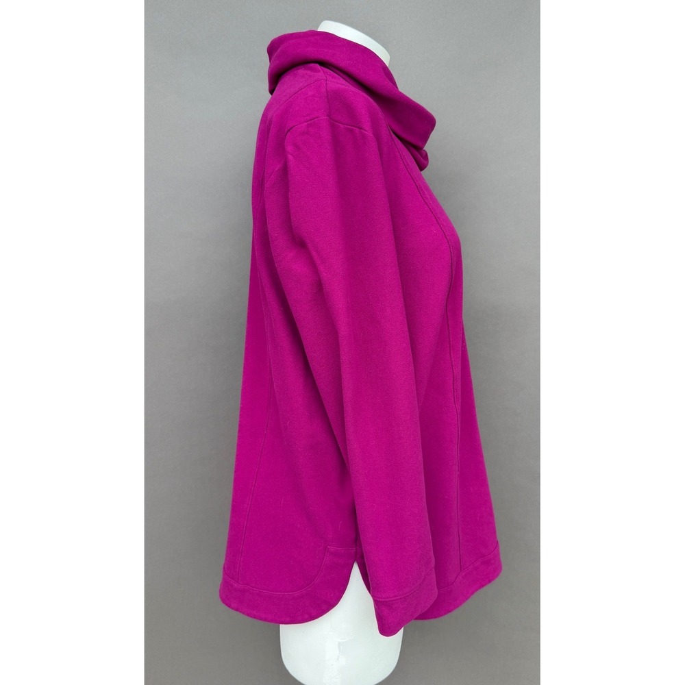 J Jill Cowl Neck Fleece Tunic Medium Magenta Pink Long Sleeve Soft Cozy Pullover - Picture 4 of 13